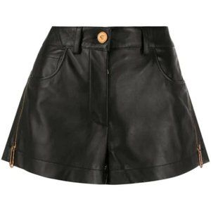 Versace zip-detail leather shorts